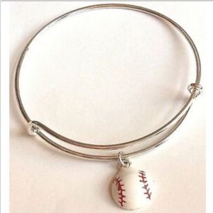 Silver Baseball Wire Charm Bracelet Mom Ball